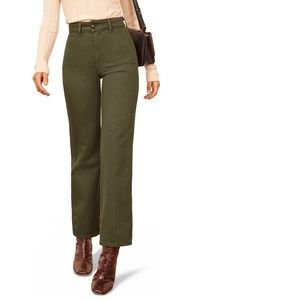 Reformation Marine High Waist Relaxed fit ankle wide leg jeans.